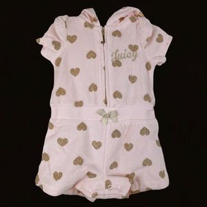 NWT Juicy Couture Glitter Heart Romper Size 3-6 mo